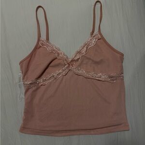 Pink Rose Lace Trim Camisole in Dusty Pink